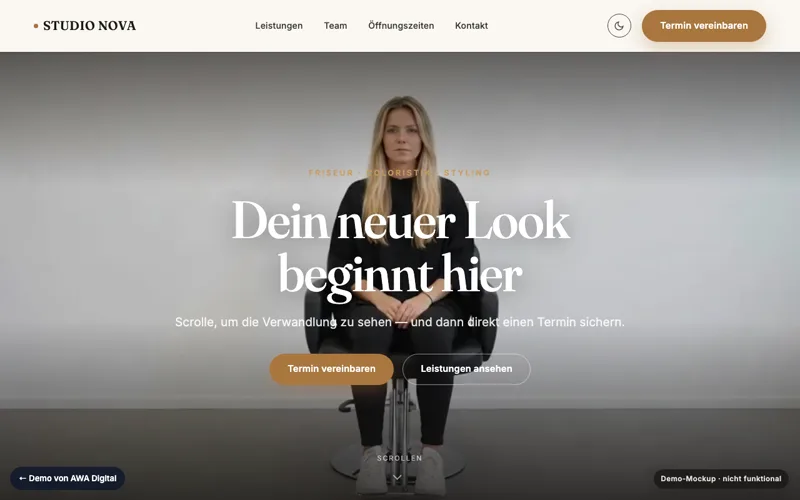 Demo-Website eines Friseursalons – STUDIO NOVA