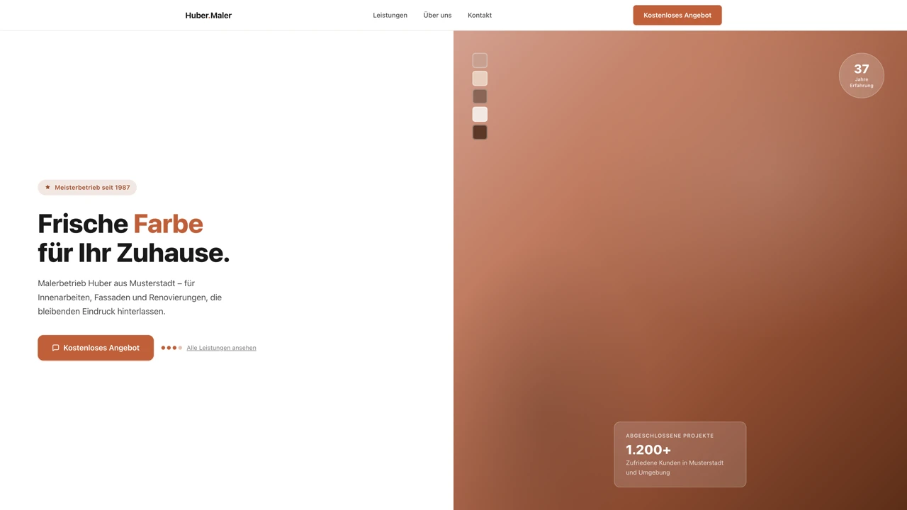 Moderne Website desselben Malerbetriebs – nachher